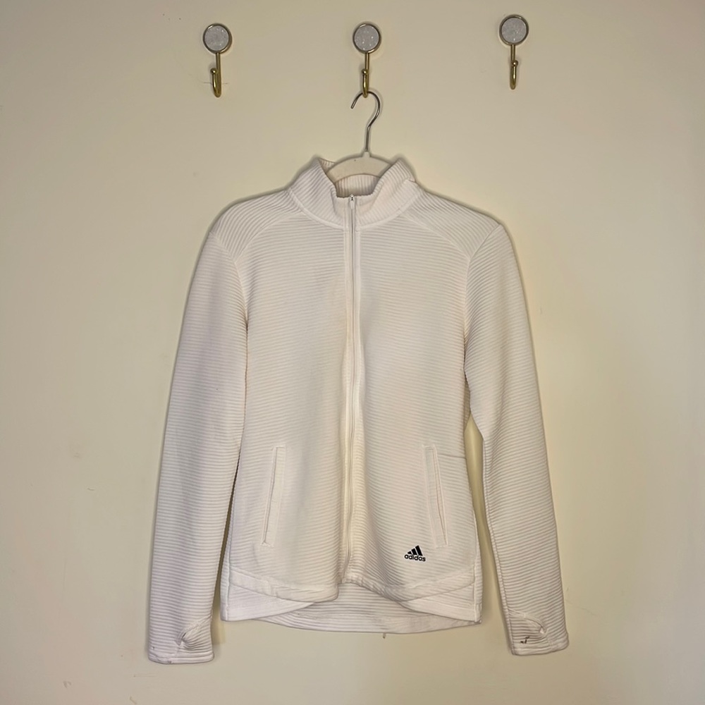 White Adidas Golf Athletic Jacket